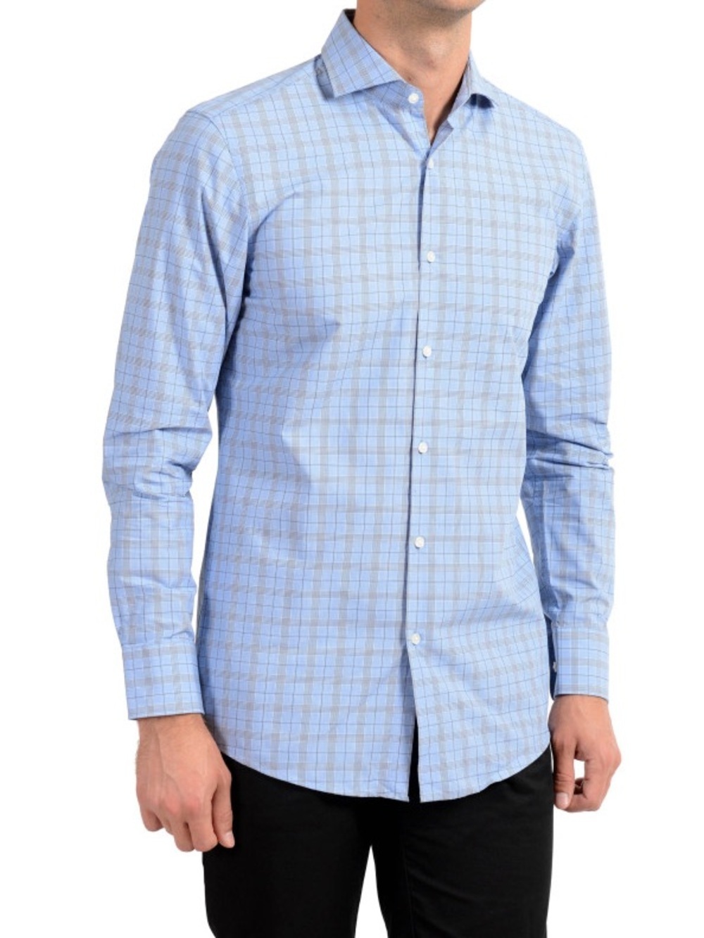 Hugo Boss Light Blue Checked Dress Shirt